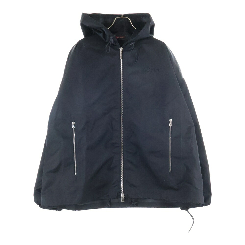GUCCI(グッチ) 大きさ:52 Nylon Hooded Jacket 793664 ZAQ7F ナイロンエンブロイダリージップジャケット 黒いこと【中古】【座標軸B】【色合い黒いこと】【取りまわしバス発着場BRING有楽町マルイ店】