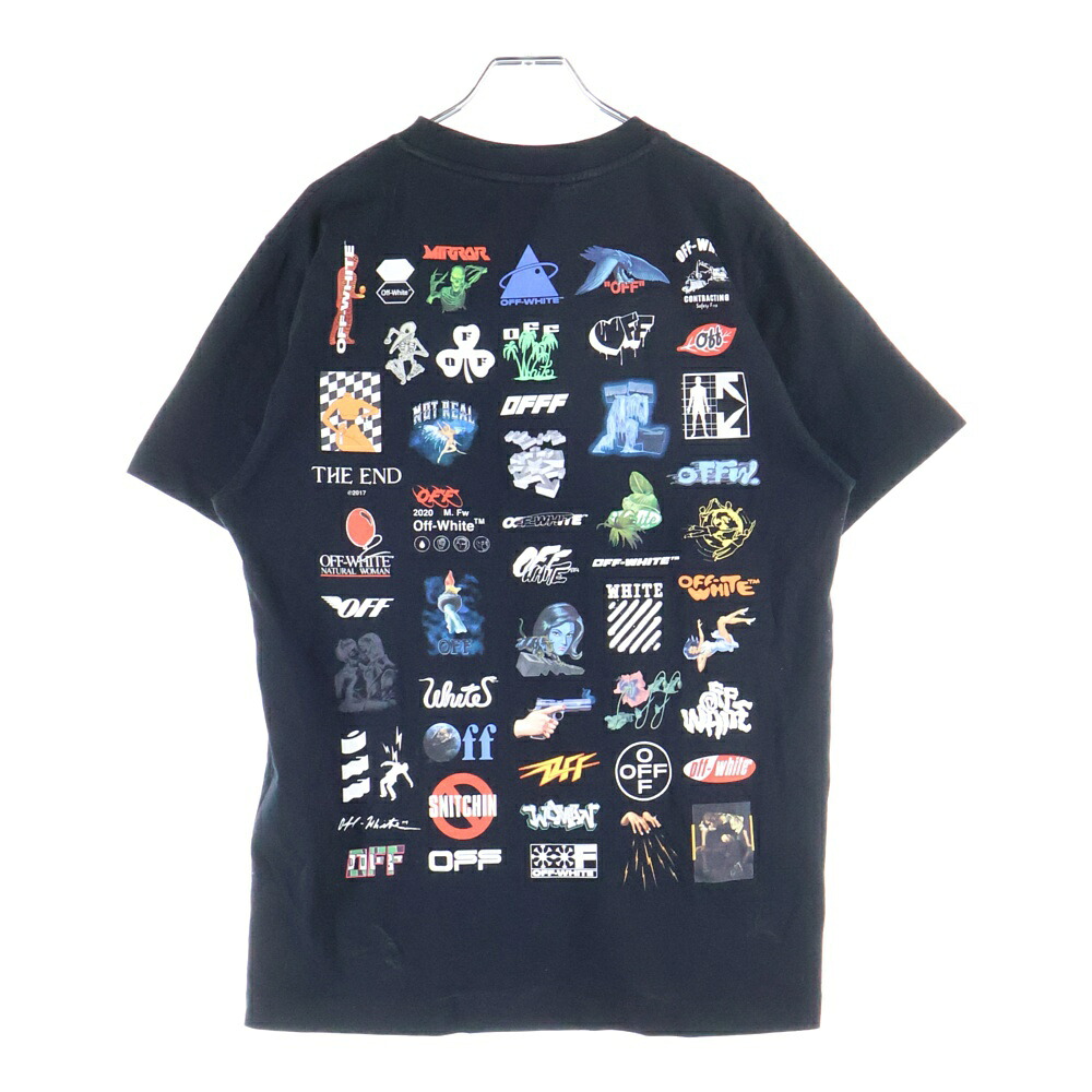 OFF-WHITE(象牙色) 大きさ:M LOGIC CLB SLIM TSHIRT 理論の道筋 野球クラブ か細い 両面ロゴタイプ青写真 労働者の一団のど首 カットソー 半袖プルオーバー 黒いこと OMAA027G23JER012【中古】【座標軸B】【色合い黒いこと】【取りまわしバス発着場BRING京都河原町店】