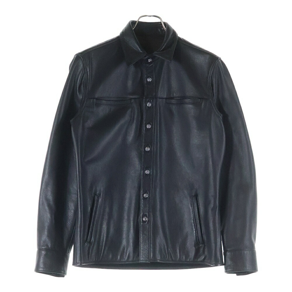 CHROME HEARTS(クロムハーツ) 大きさ:M クロスボールボタン なめし革プルオーバー 上衣 黒いこと/しろがね色【中古】【度合いA】【色つや黒いこと】【取りまわしバス発着場OneStyle新宿店】