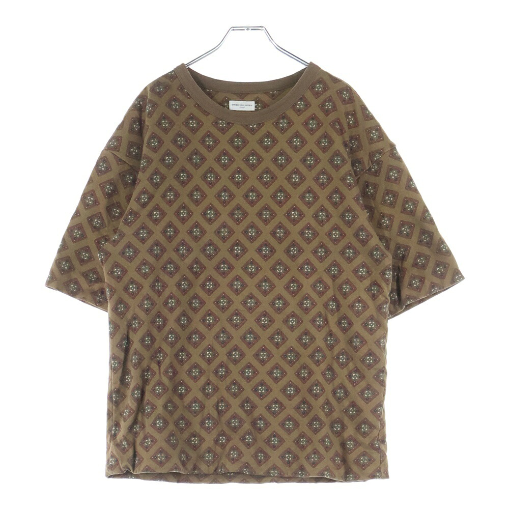 DRIES VAN NOTEN(ドリスヴァンノッテン) 総柄ひな型 半袖プルオーバー カットソー 赤銅色【中古】【座標軸B】【色つや赤銅色】【オンライン押さえる商いもの】