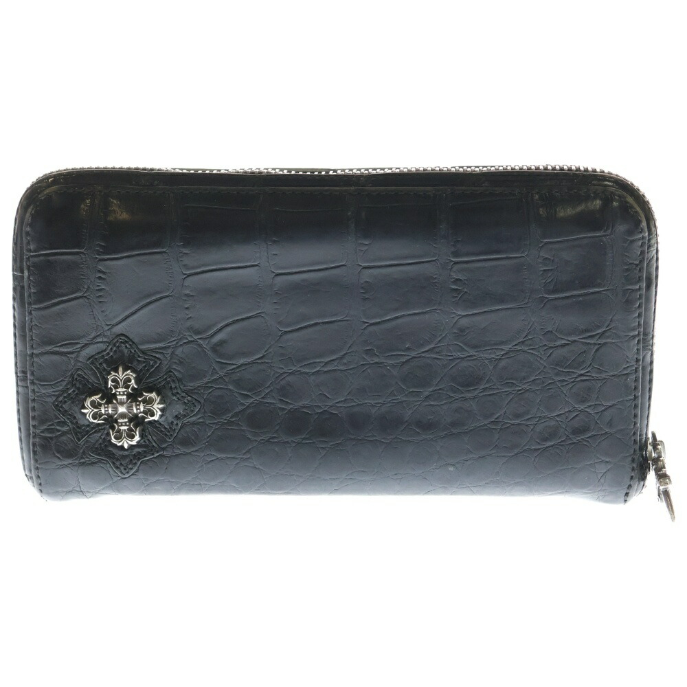 CHROME HEARTS(クロムハーツ) 大きさ:- REC F ZIP フィリグリープラスかざり付ける アリゲーター レザーウォレット 長札入れ 黒いこと【中古】【座標軸B】【色合い黒いこと】【取りまわしバス発着場渋谷】