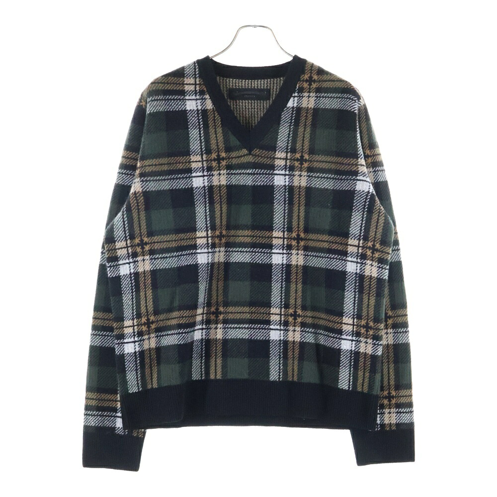 CHROME HEARTS(クロムハーツ) 大いさ:L BIG CITY CH PLS カシミール混 読み合わせる柄 Vネックウールニット マルチ【新古品/中古】【座標軸S】【色合い緑であること】【取りまわしバス発着場BRING仙台店】