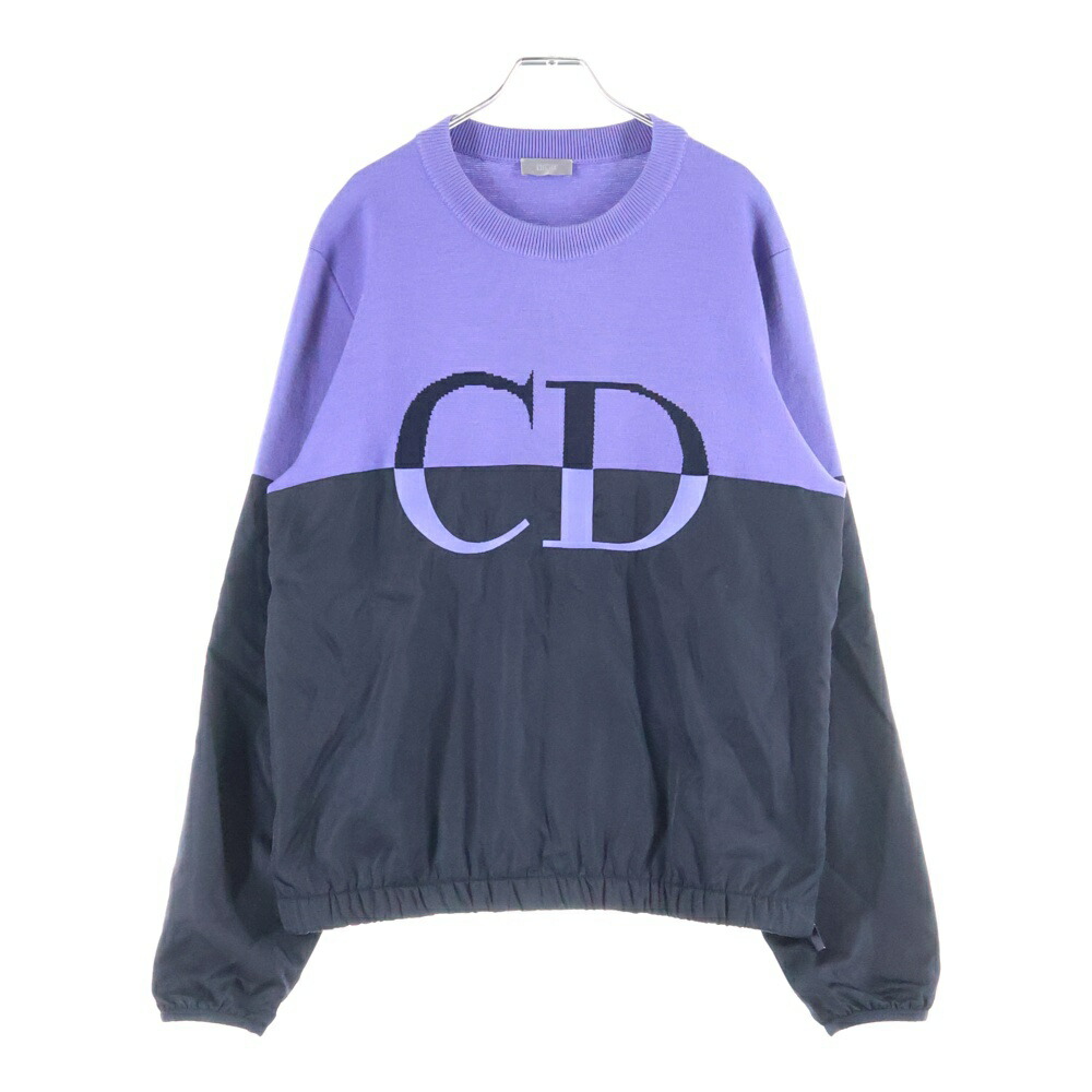 DIOR(クリスチャンディオール) 大きさ:L 21SS CDロゴタイプ 原料品うつり変わりサイドジップニットセーター ナイロン 毛糸 パープル/黒いこと【中古】【座標軸B】【カラーパープル】【オンライン押さえる商いもの】
