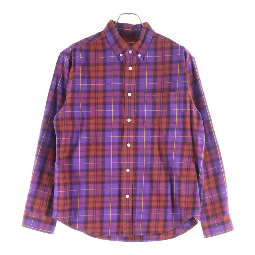SUPREME(シュプリーム) 大きさ:S 24AW Plaid Flannel Shirt プレイド 綿ネル 照合のしるし 名取り草落ち込む 長袖プルオーバー パープル【新古品/中古】【座標軸S】【カラーパープル】【取りまわしバス発着場BRING仙台店】