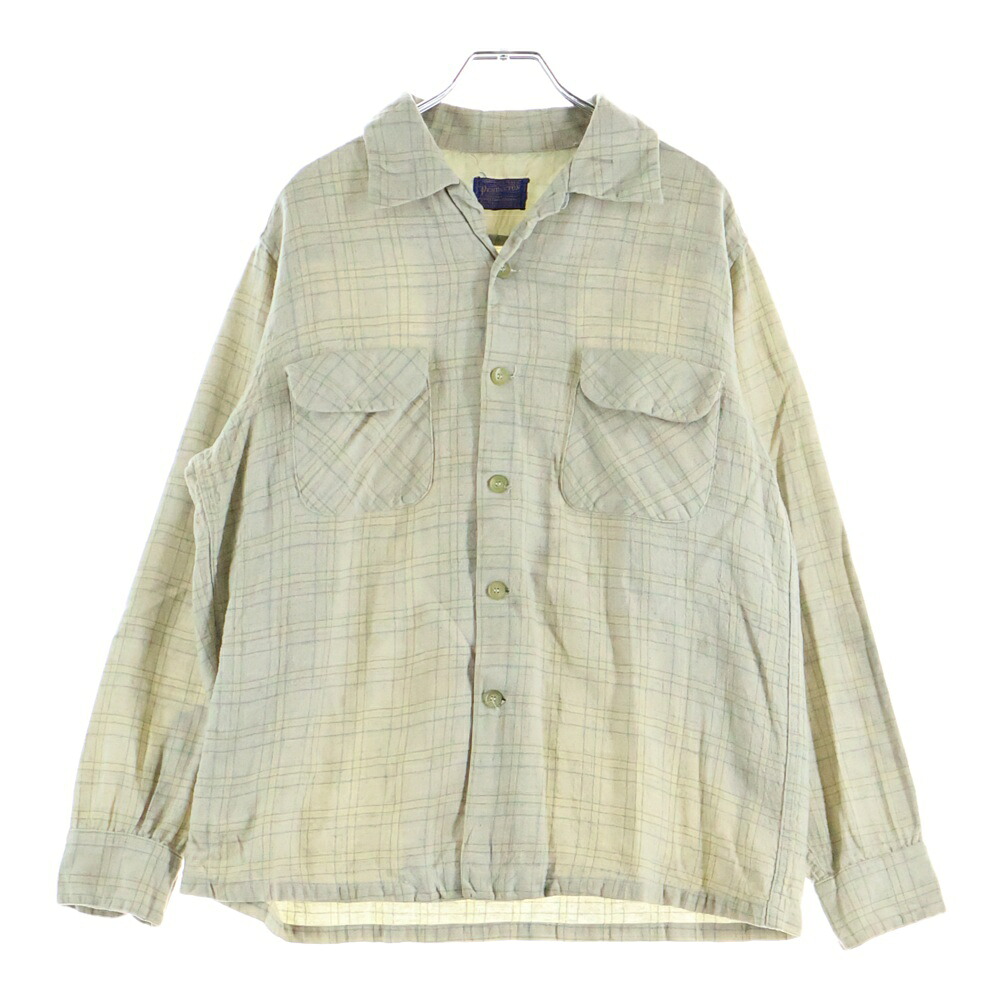 PENDLETON(ペンドルトン) サイズ:L 50S WOOL CHECK L/S SHIRT ウール チェック 長袖 シャツ ベージュ/イエロー【中古】【程度B】【カラーベージュ】【取扱店舗BRING横浜ビブレ店】｜ブランド買取・販売　BRING 16,360円