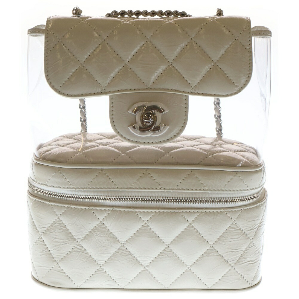 CHANEL(シャネル) マトラッセ チェーン店ショルダーバッグ 白いこと カーフレザー しろがね色金具 A57826【中古】【度合いA】【色合い白いこと】【取りまわしバス発着場BRING：RED新宿東口店】 バッグ-レディースバッグ-バックパック・リュック