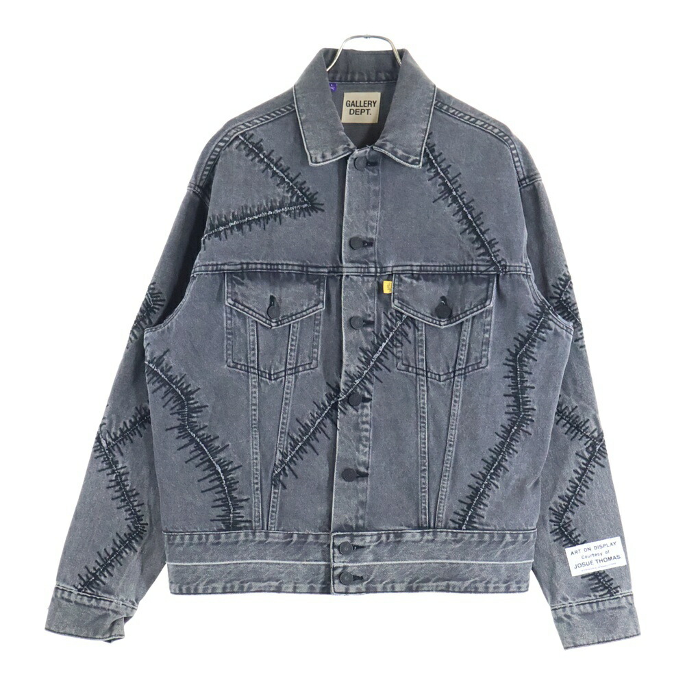 GALLERY DEPT.(ギャラリーデプト) 大きさ:L SCAR ANDY JACKET スカーアンディー 刺しゅうデザインデニムジャケット 黒いこと【中古】【座標軸B】【色合い黒いこと】【取りまわしバス発着場原宿】