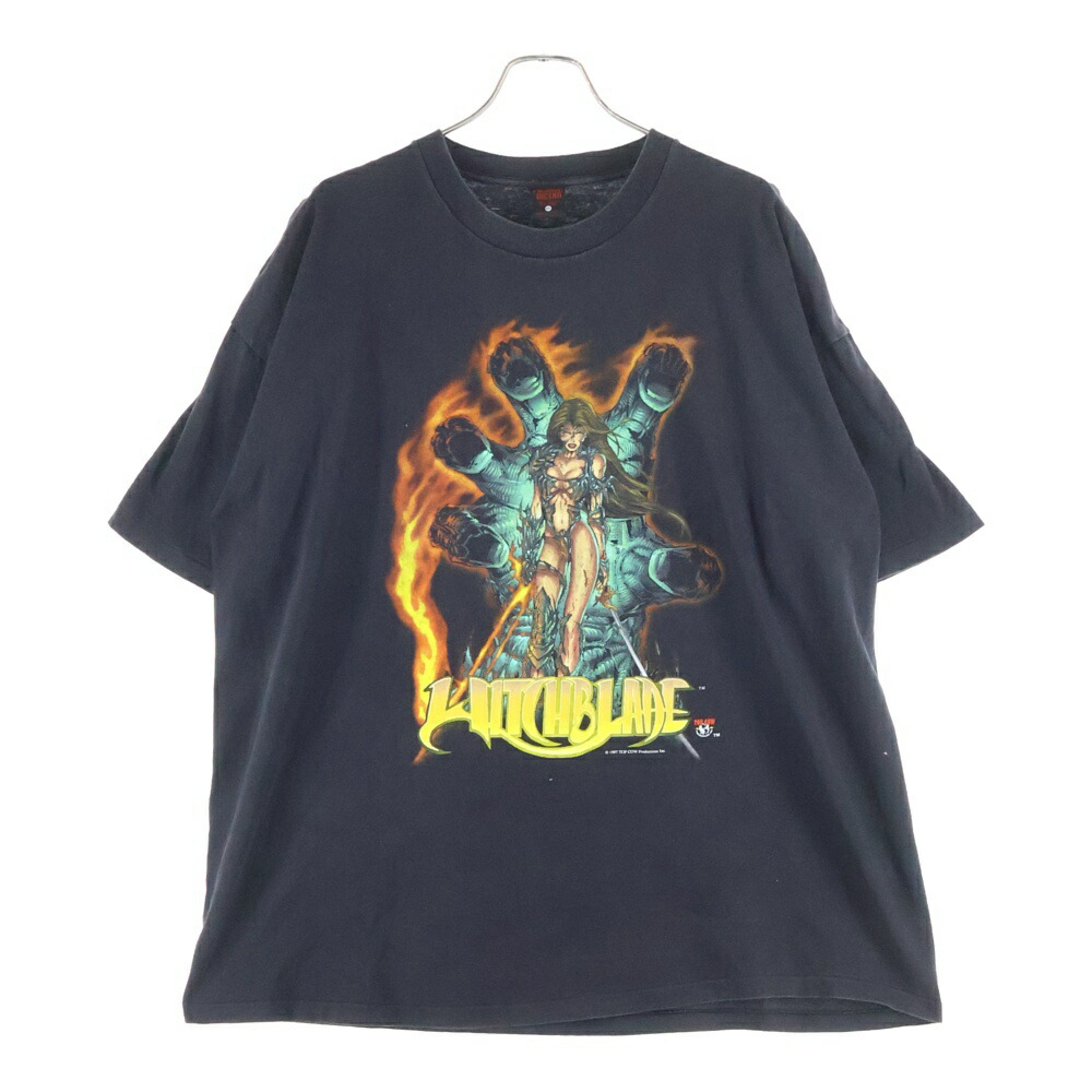 VINTAGE(ヴィンテージ) 大きさ:2XL 90s Witch Blade ウィッチブレイド 向こう正面刷り上げる アニメ 労働者の一団のど首半袖プルオーバー ショートスリーブカットソー 黒いこと【中古】【座標軸B】【色合い黒いこと】【取りまわしバス発着場BRING横浜ビブレ店】