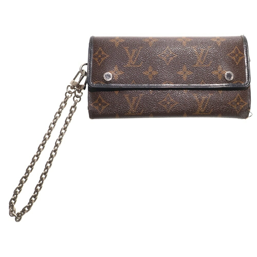 LOUIS VUITTON(ルイヴィトン) ポルトフォイユ ロン モノグラム マカサー チェーン店付き添い人 PVC なめし革 ロングウォレット 長紙入れ しろがね色金具 赤銅色/黒いこと M60168【中古】【座標軸B】【色つや赤銅色】【取りまわしバス発着場BRING WASTE_NOT】