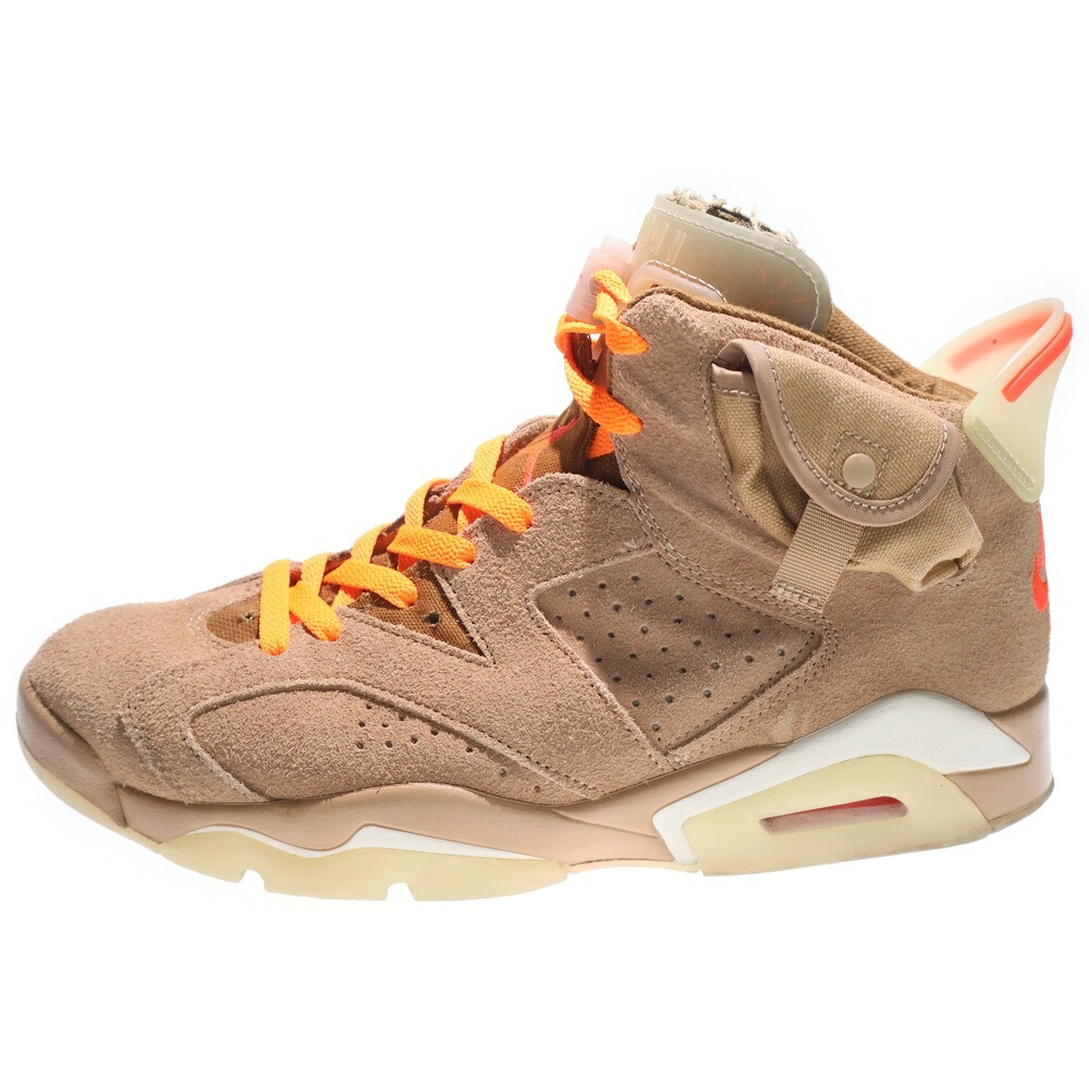NIKE(ナイキ) 大きさ:28.0糎 ×トラヴィススコット AIR JORDAN 6 RETRO SP BRITISH KAHKI エアジョーダン6  ハイカットスニーカー US10/28.0糎 DH0690-200【中古】【座標軸B】【色合い赤銅色】【取りまわしバス発着場BRING横浜ビブレ店】