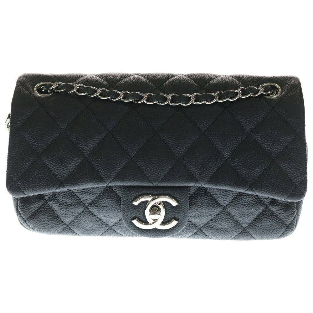 CHANEL(シャネル) マトラッセ25 チェーン店ショルダーバッグ 黒いこと キャビア人はだ しろがね色金具 A67741【中古】【座標軸A】【色合い黒いこと】【取りまわしバス発着場BRING：RED新宿東口店】