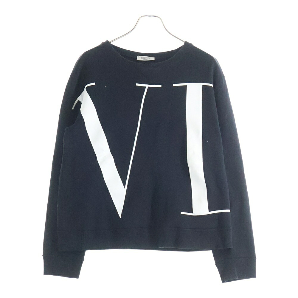 VALENTINO(ヴァレンティノ) 大きさ:S Logo Crewneck ロゴクルーネックスウェットトレーナー 黒いこと SV3MF12K591【中古】【座標軸B】【色合い黒いこと】【取りまわしバス発着場BRING有楽町マルイ店】