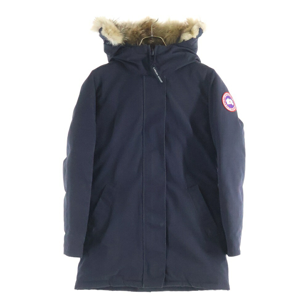 CANADA GOOSE(カナダグース) 大きさ:S VICTORIA PARKA ヴィクトリアパーカー ファーダウンコート 黒いこと 3037天使の都市【中古】【座標軸B】【カラーネイビー】【オンライン押さえる商いもの】