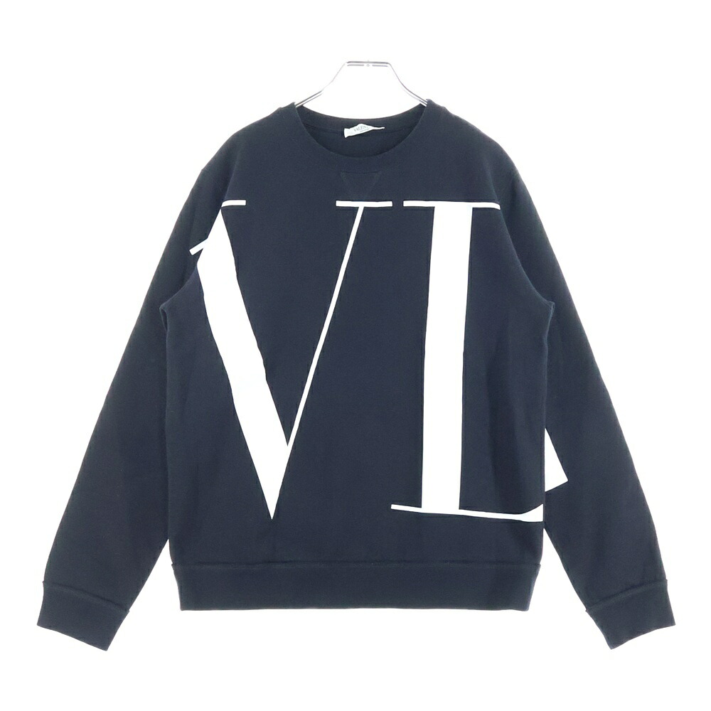VALENTINO(ヴァレンティノ) 大きさ:XS ロゴタイプ刷り上げる クルーネックスウェット 調教師 黒いこと QV0MF 12K59I【中古】【座標軸B】【色つや黒いこと】【取りまわしバス発着場BRING WASTE_NOT】