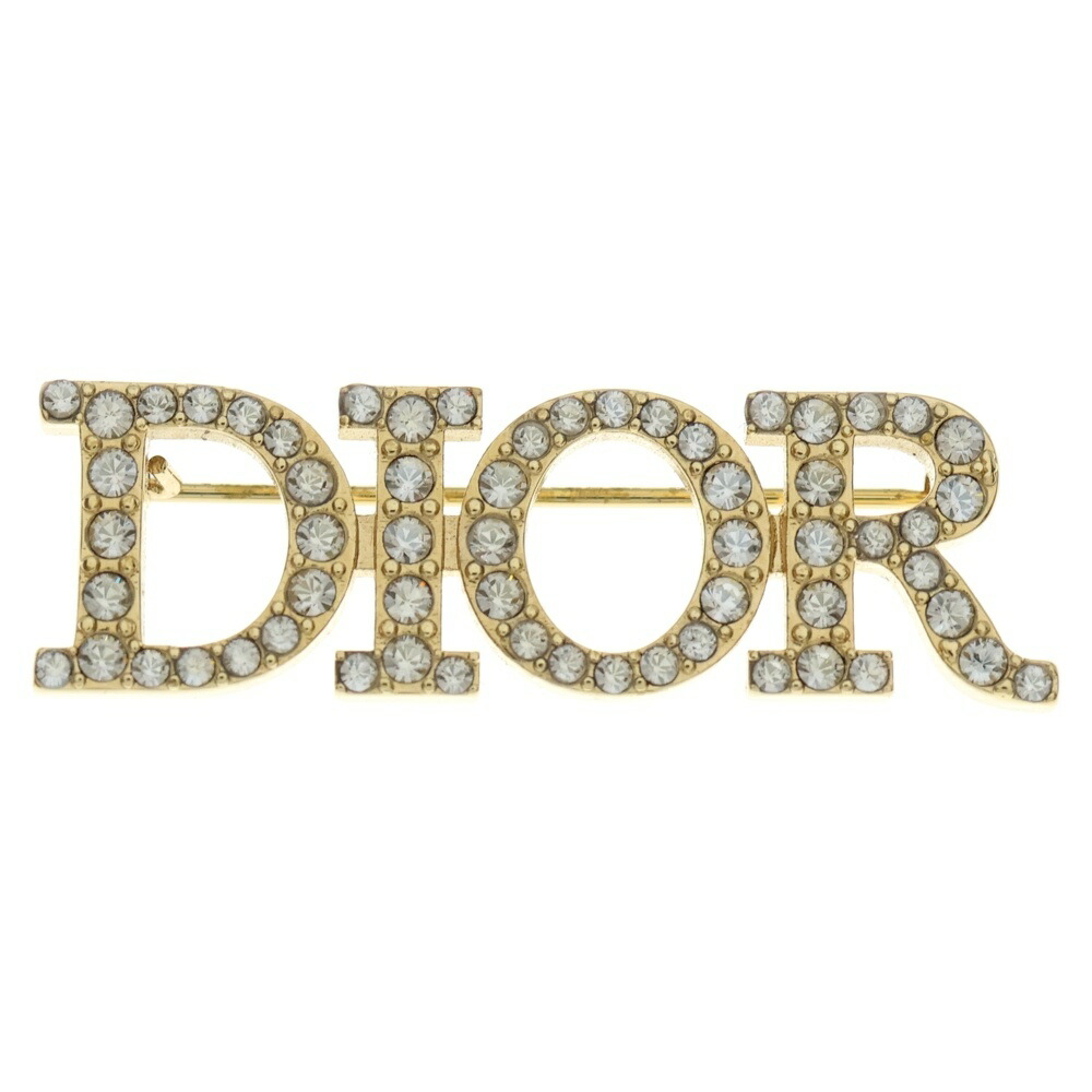 DIOR(ディオール) サイズ:- ロゴ ラインストーン ピンバッジ ブローチ ゴールド GP【中古】【程度B】【カラーゴールド】【取扱店舗新宿】