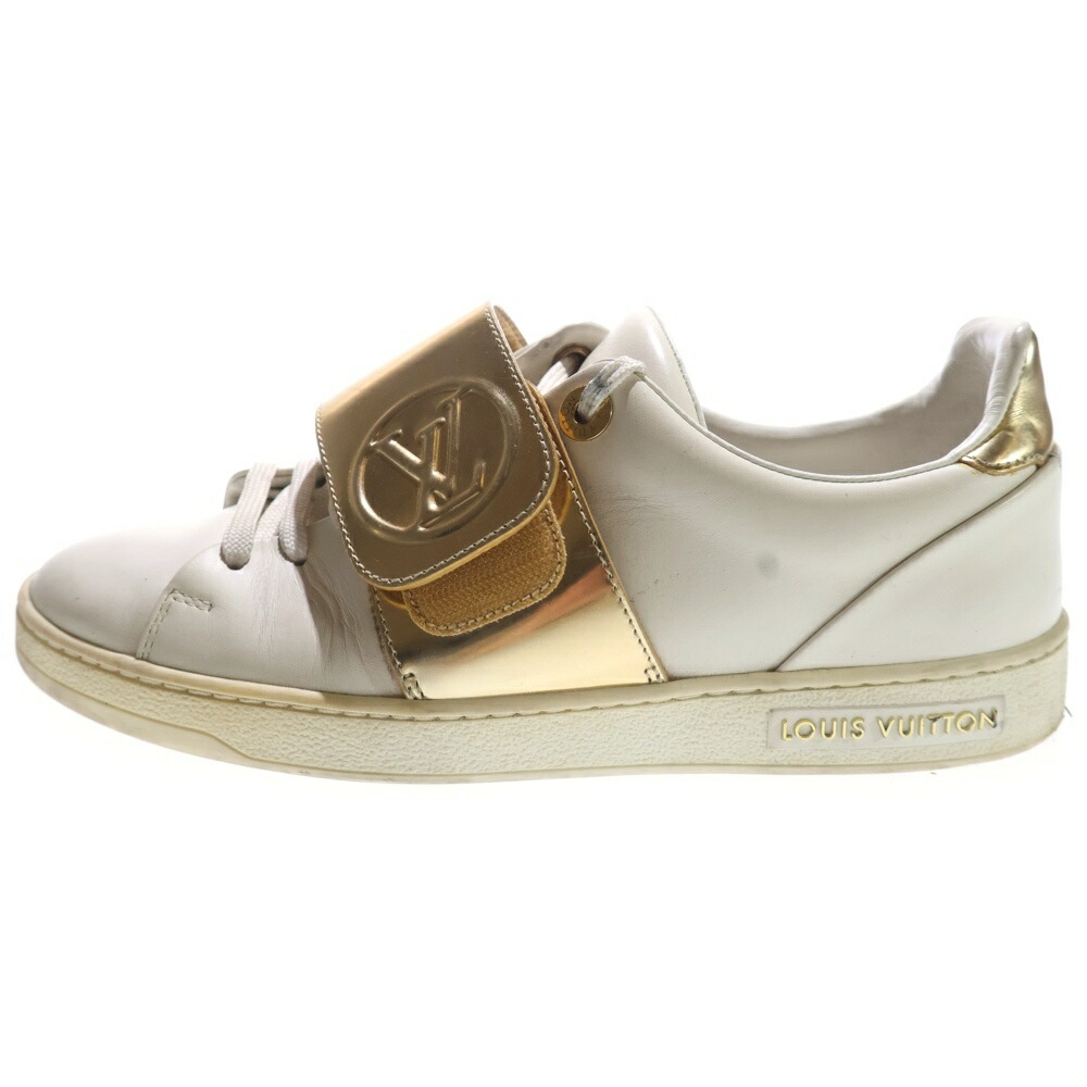 LOUIS VUITTON(ルイヴィトン) サイズ:36 フロントロー ライン メタリック コンビレザー ベルクロ レースアップ ローカットシューズ スニーカー ゴールド/ホワイト レディース【中古】【程度B】【カラーゴールド】【取扱店舗BRING福岡天神店】