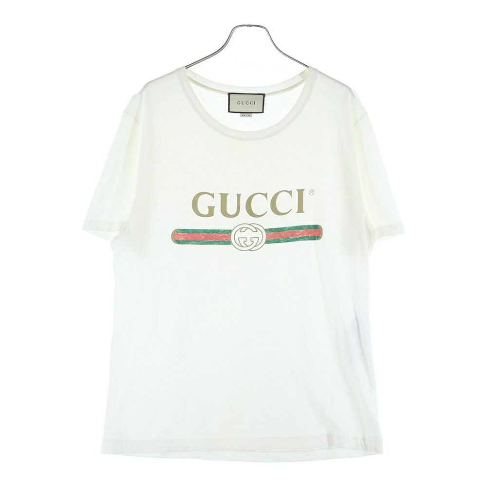 GUCCI(グッチ) サイズ:L Washed T-Shirt ウォッシュド加工 オーバーサイズ半袖Tシャツ ブラック 440103 X3F05【中古】【程度B】【カラーホワイト】【取扱店舗BRING福岡天神店】｜ブランド買取・販売　BRING