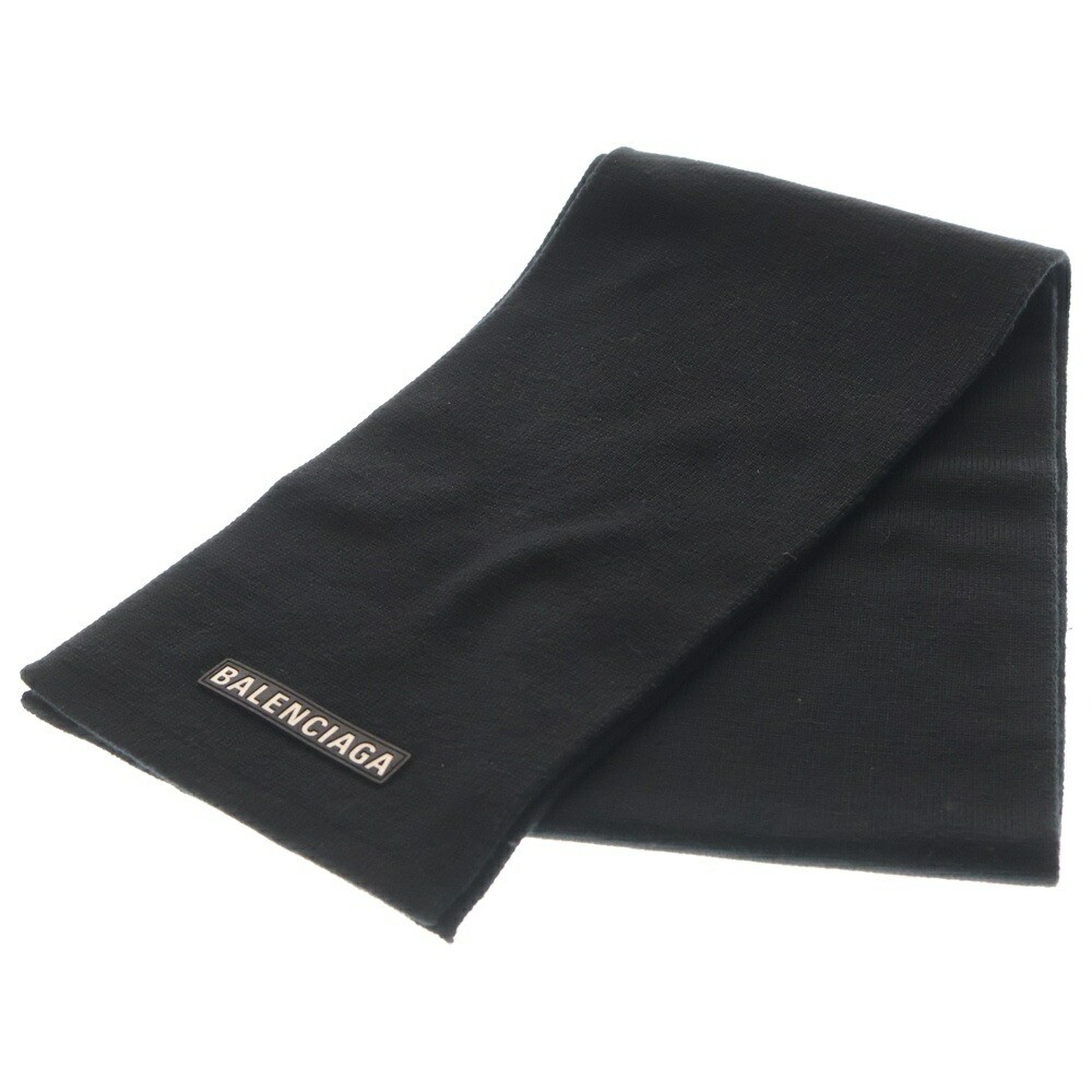 BALENCIAGA(バレンシアガ) PATCH SCARF パッチロゴスカーフ マフラー 822860 ブラック【中古】【程度B】【カラーブラック】【取扱店舗渋谷】