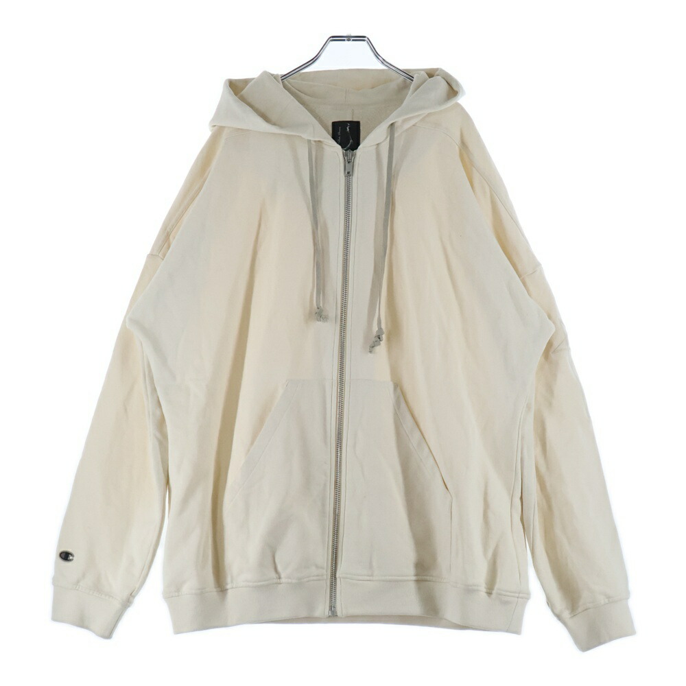 Rick Owens(リックオウエンス) 大きさ:XL 24SS ×Champion Jumbo Jason Hoodie はやりっ児 ジップアップスウェットパーカー フーディー ベージュ コマーシャル01D0463-CHFE【中古】【座標軸B】【色合いベージュ】【取りまわしバス発着場新宿】