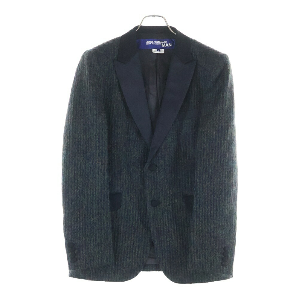 JUNYA WATANABE COMME des GARCONS(ジュンヤワタナベ コムデ給仕) 大きさ:M モヘヤ編み物うつり変わり 2B ダブルフラップポケット ブラックタイ テーラードジャケット 黒いこと/緑であること WP-J018【中古】【座標軸B】【色合い黒いこと】【取りまわしバス発着場BRING神殿店】