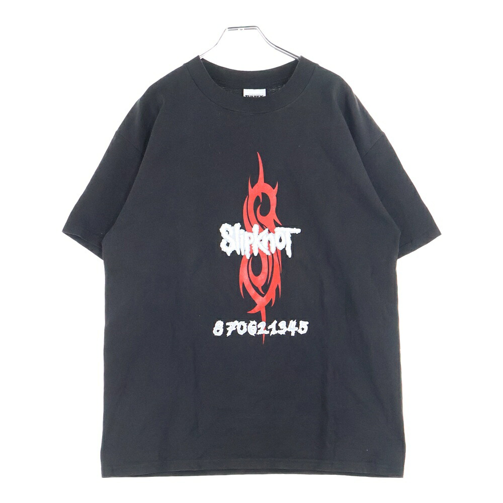 VINTAGE(ヴィンテージ) 大きさ:L 90s SLIPKNOT 19991stスクラップブック 870621345 横すべり航空マイル 半袖プルオーバー カットソー 黒いこと【中古】【座標軸B】【色合い黒いこと】【取りまわしバス発着場AWESOME高円寺店】