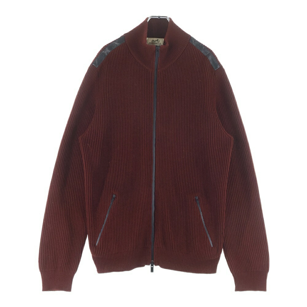 HERMES(エルメス) サイズ:M Drivers Knit ドライバーズニット ジップアップハイネックニットセーター バーガンディ【中古】【程度B】【カラーレッド】【取扱店舗BRING京都河原町店】｜ブランド買取・販売　BRING