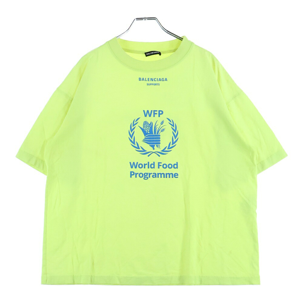 BALENCIAGA(バレンシアガ) 大きさ:S 19SS WFP TEE WFPロゴタイプ刷り上げる 労働者の一団のど首半袖プルオーバー カットソー 黄色 541874 TCV36【中古】【座標軸B】【色合い黄色】【オンライン制限事項商いもの】