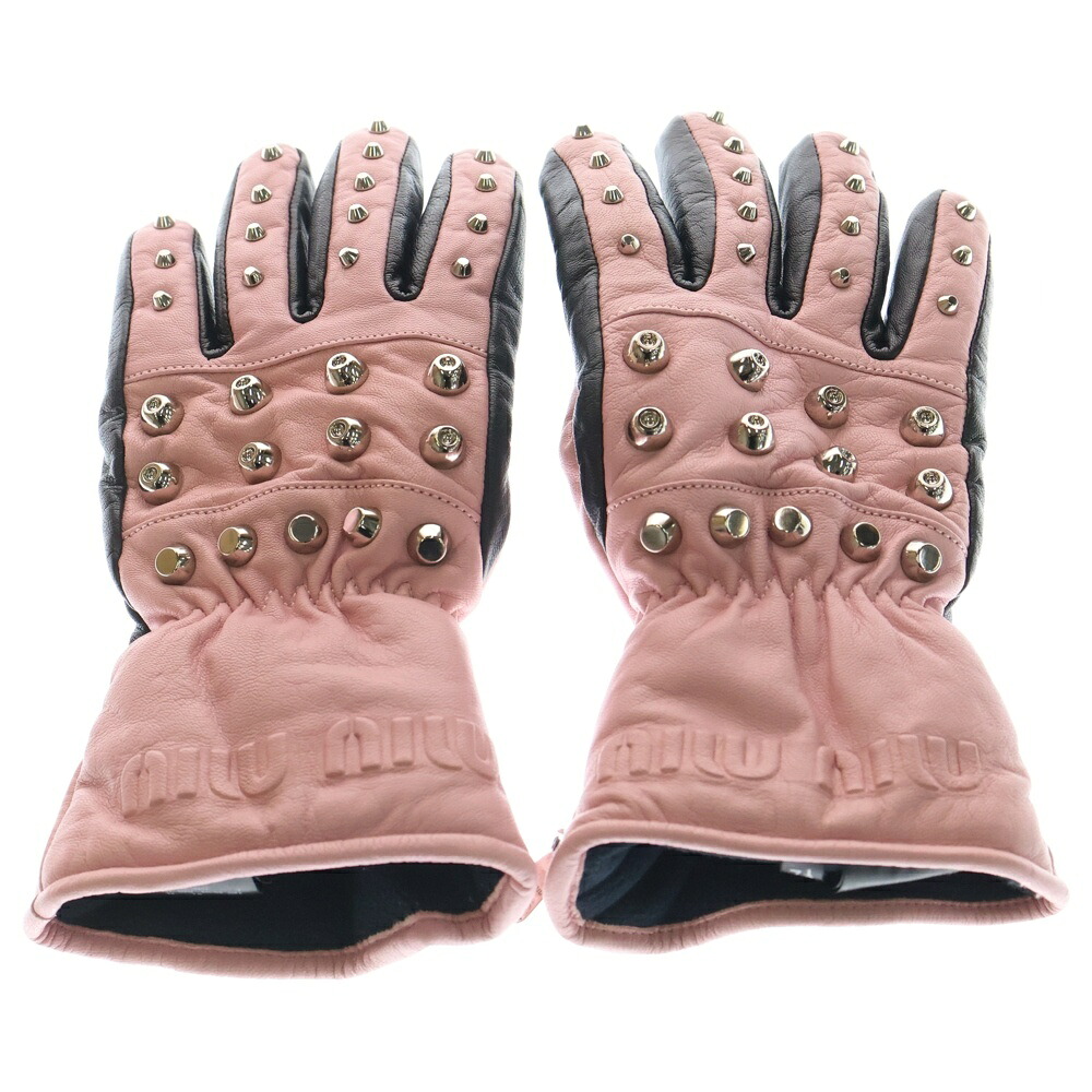 miumiu(ミュウミュウ) 大いさ:7 1/2 21SS Study Nappa Leather Glove スタディナッパレザーグローブ グローブ サクラ色【中古】【座標軸A】【色合いサクラ色】【オンライン制限事項商いもの】