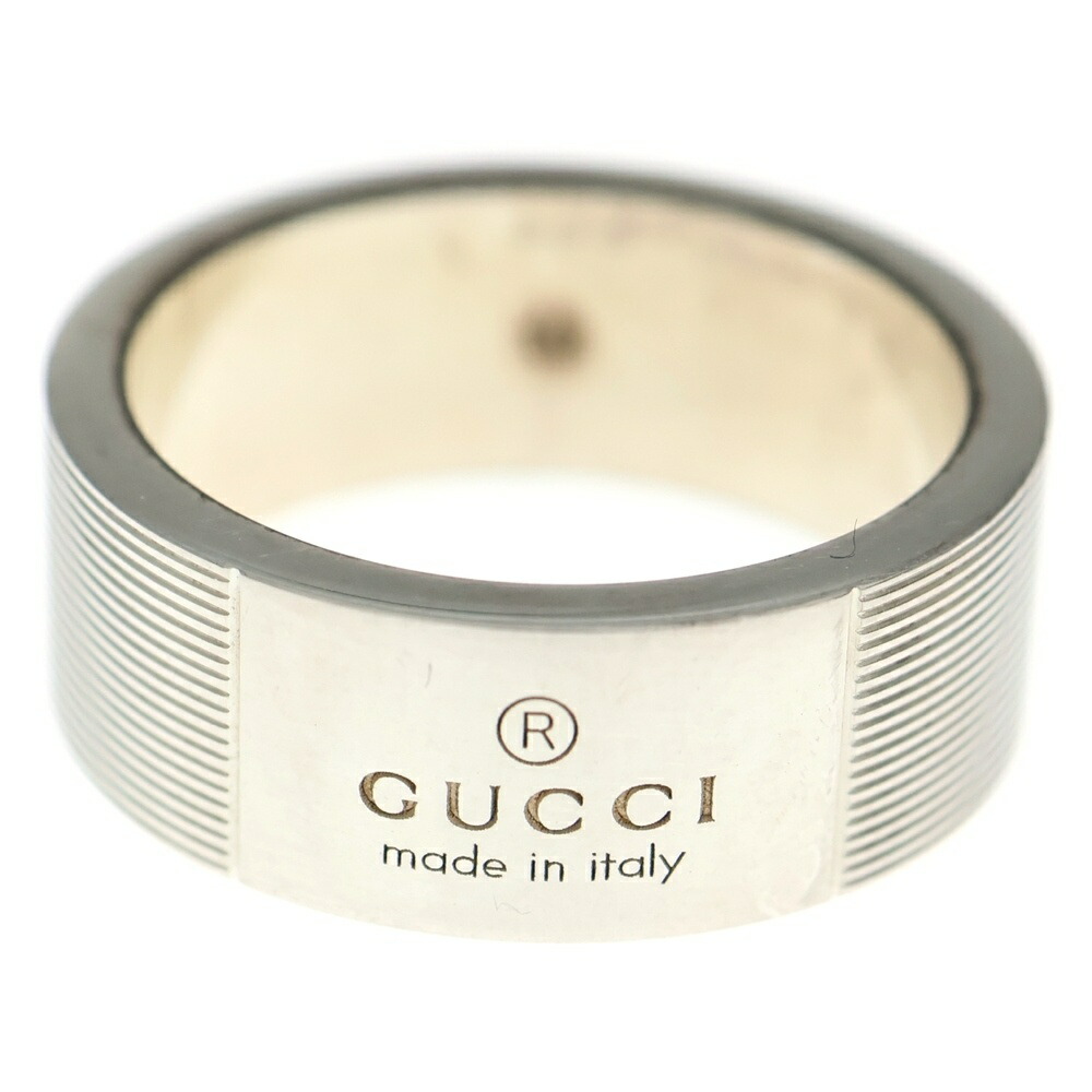 GUCCI(グッチ) 大きさ:19.0号 ロゴタイプ入り口・入口輪っか 指環 しろがね色 銀925 #19【中古】【座標軸B】【色合いしろがね色】【取りまわしバス発着場BRING心斎橋店】