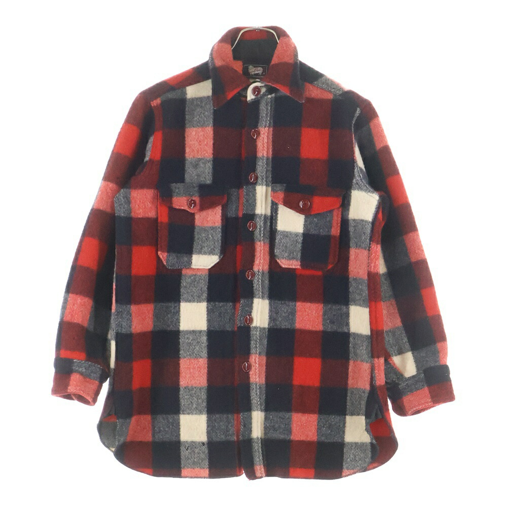 WOOLRICH(絨毛一財産) 大いさ:56 50S BUFFALO CHECK L/S WOOL SHIRT バッファローチェック 絨毛 長袖 ティーシャツ マチ付き添い人 赤いこと/白いこと/黒いこと【中古】【座標軸B】【色合い赤いこと】【取りまわしバス発着場AWESOME高円寺店】 カジュアルシャツ-トップス