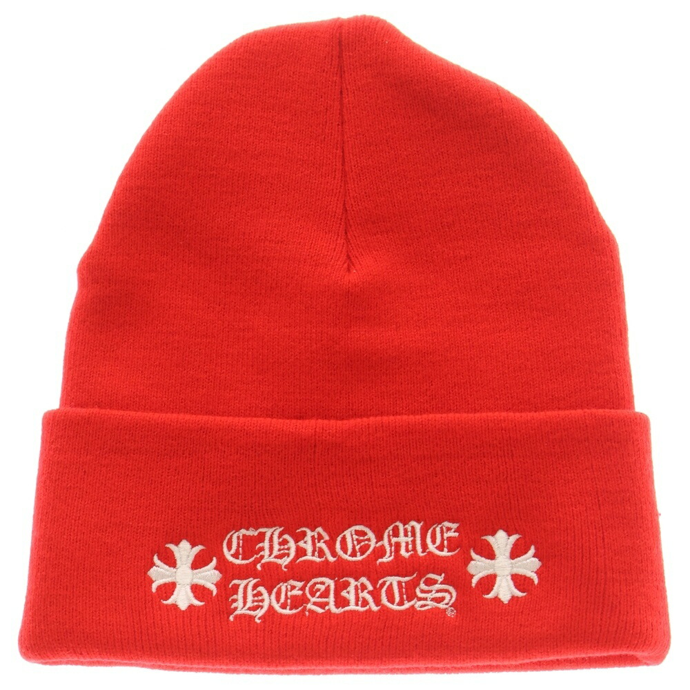 CHROME HEARTS(クロムハーツ) WOOL WATCH CAP ウールワッチキャップ ロゴタイプ刺しゅうビーニー【新古品/中古】【度合いS】【色つや赤いこと】【取りまわしバス発着場OneStyle新宿店】