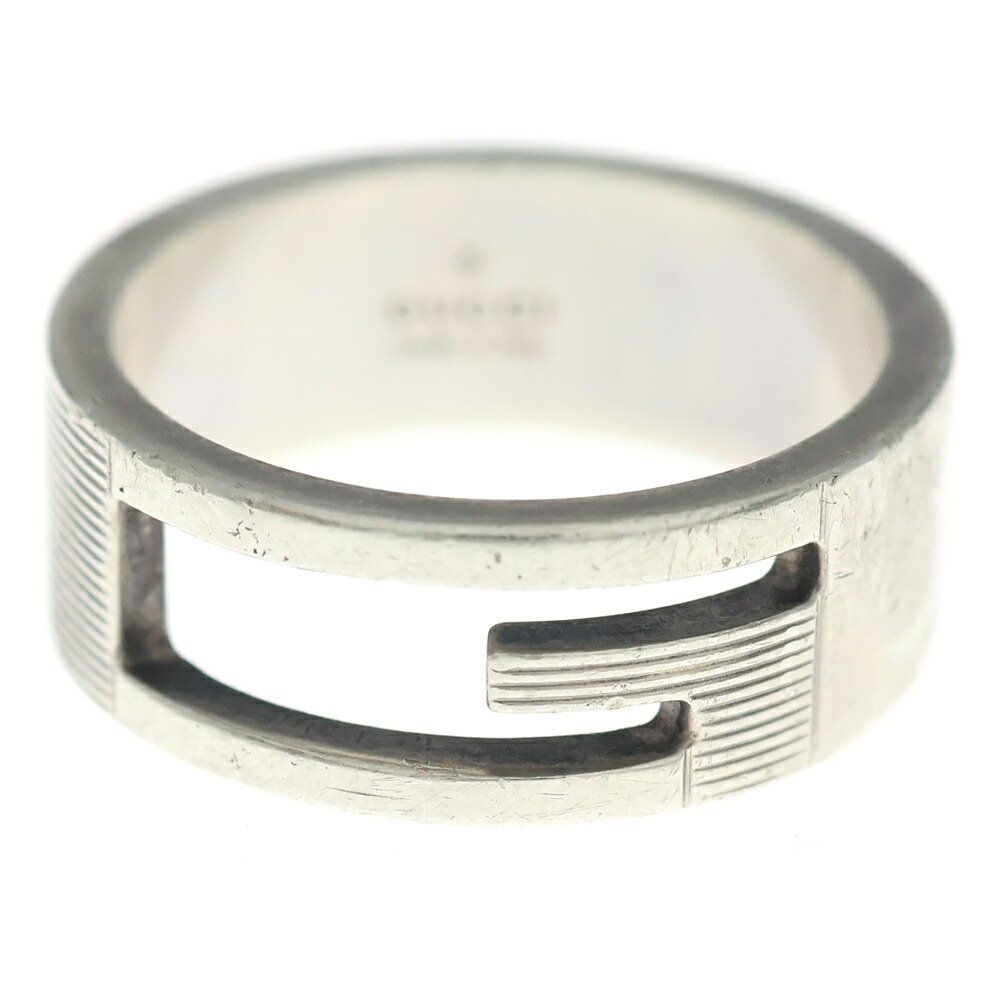GUCCI(グッチ) 大いさ:19.0号 Branded G Ring ブランデッドG輪っか ロゴカットアウトリング 銀925 19号 しろがね色【中古】【座標軸B】【色合いしろがね色】【取りまわしバス発着場BRING霊殿店】