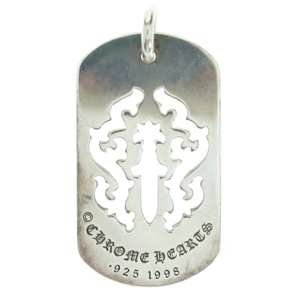 CHROME HEARTS(クロムハーツ) 大いさ:ラージ D TAG LRG DAGGER ヴァインダガーカットアウトドッグタグ ラージ シャンデリヤとっ始め しろがね色 BCA240【中古】【度合いB】【色合いしろがね色】【取りまわしバス発着場BRING横浜ビブレ店】 ジュエリー・アクセサリー-ペンダントトップ-メンズジュエリー・アクセサリー