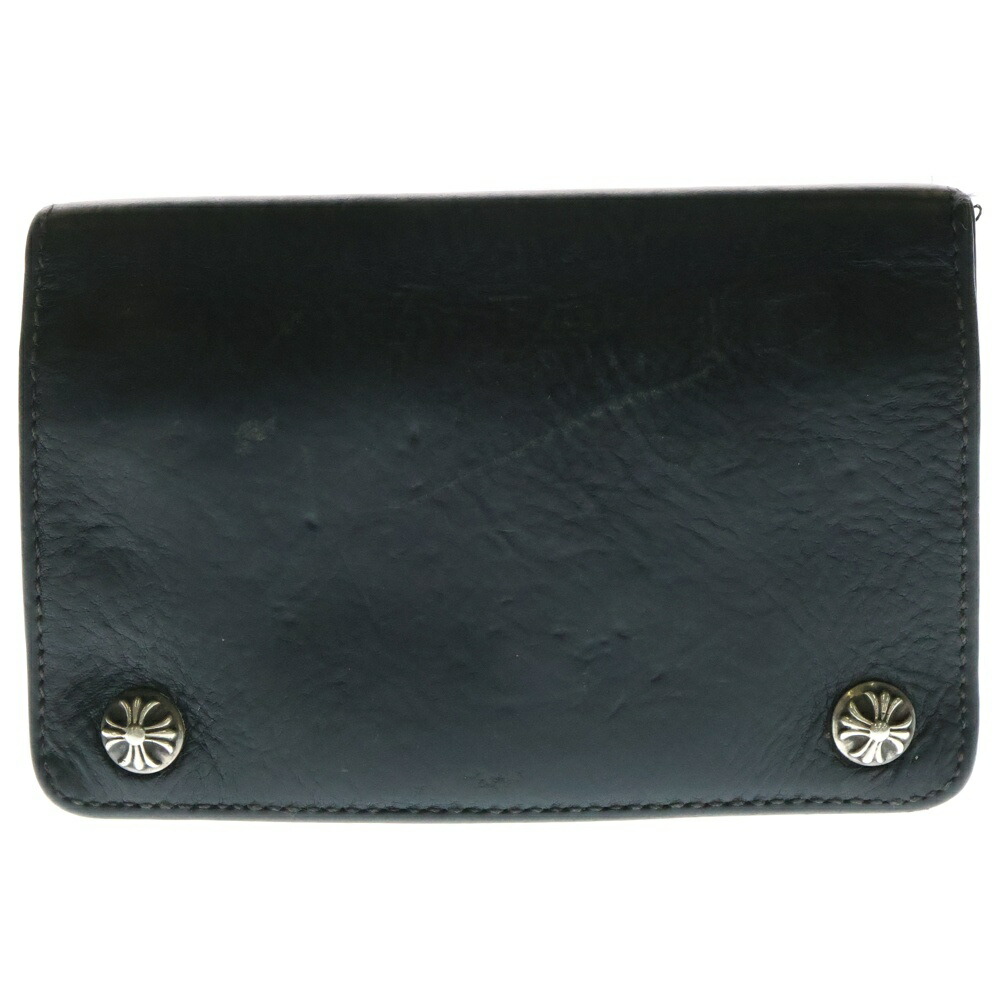 CHROME HEARTS(クロムハーツ) 2ZIP 2ジップ クロスボールボタンレザーウォレット 紙入れ 黒いこと BCA363【中古】【座標軸B】【色つや黒いこと】【取りまわしバス発着場BRING仙台店】