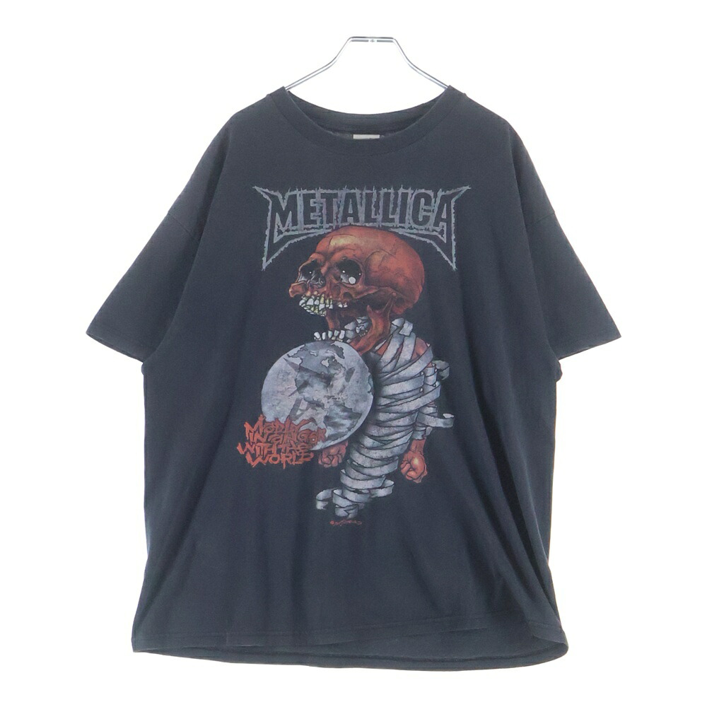 VINTAGE(ヴィンテージ) 大きさ:XL 00S VINTAGE METALLICA PUSHEAD 2004 MADLY IN ANGER WITH THE WORLD TOUR TENNESSEE RIVER  メタリカ 通行手形頭顱 両面刷り上げる 世界周遊旅行半袖ティーシャツ【中古】【度合いB】【色つや黒いこと】【取りまわしバス発着場BRING仙台店】