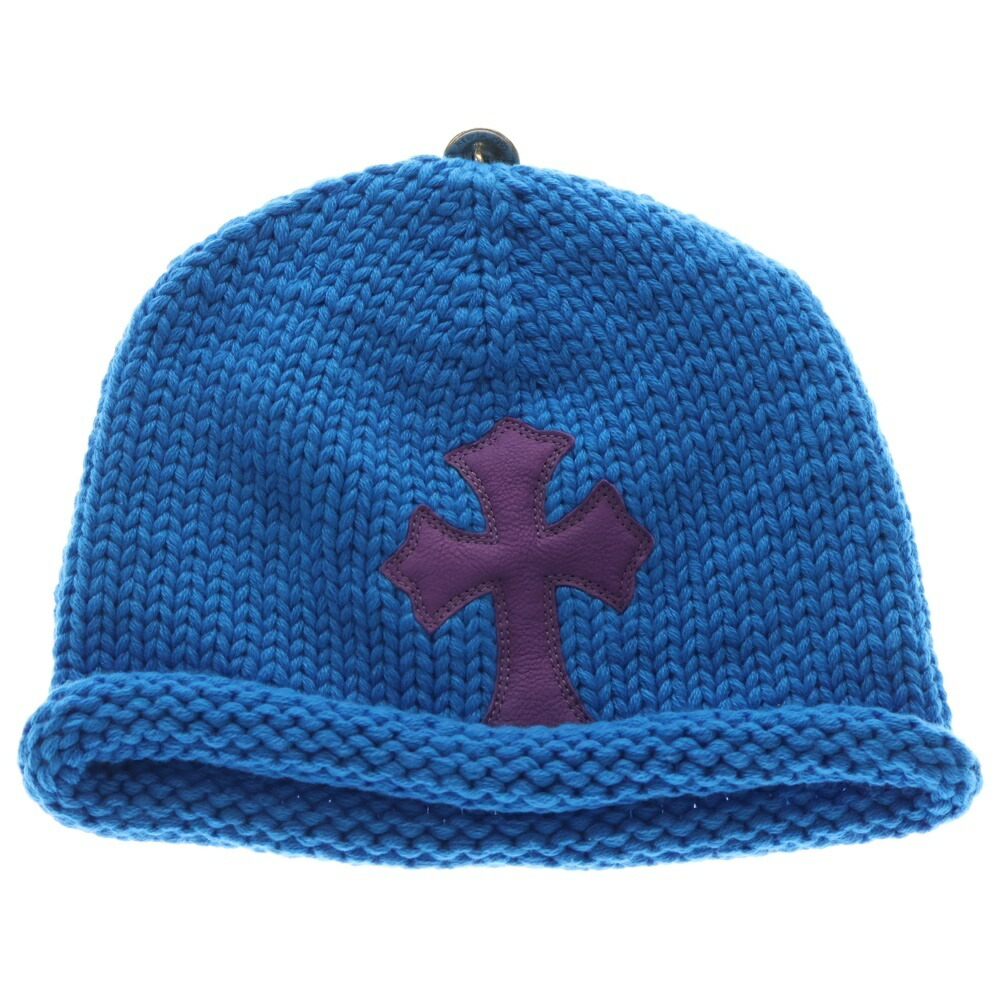 CHROME HEARTS(クロムハーツ) BEANIE CASH はりつけ台継ぎ切れ付き添い人カシミアビーニー【中古】【座標軸A】【色合い青碧】【取りまわしバス発着場OneStyle推進機通り路店】