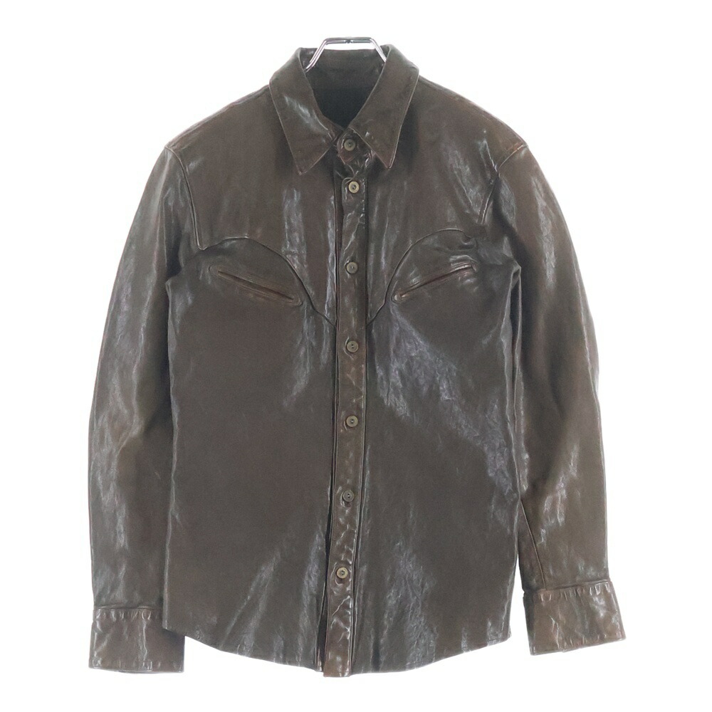 ISAMU KATAYAMA BACKLASH(イサムカタヤマバックラッシュ) サイズ:M ペイズリー総柄 カウレザーシャツジャケット ブラウン【中古】【程度B】【カラーブラウン】【オンライン限定商品】