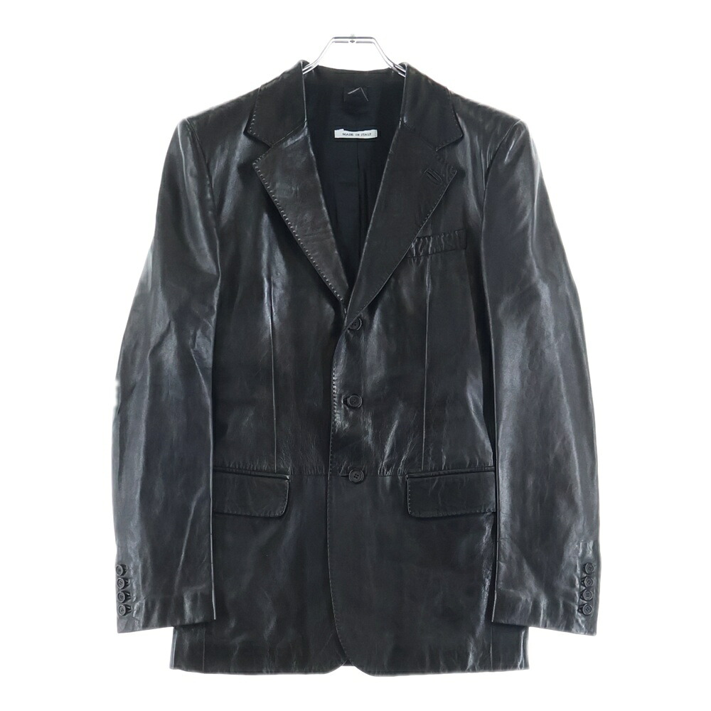 YVES SAINT LAURENT(イヴサンローラン) 大いさ:46 TOM FORD期 3B LEATHER JACKET トムジェラルド・r・フォード期 レザーテーラードジャケット 黒いこと【中古】【座標軸A】【色合い黒いこと】【取りまわしバス発着場新宿】 コート・ジャケット-メンズファッション