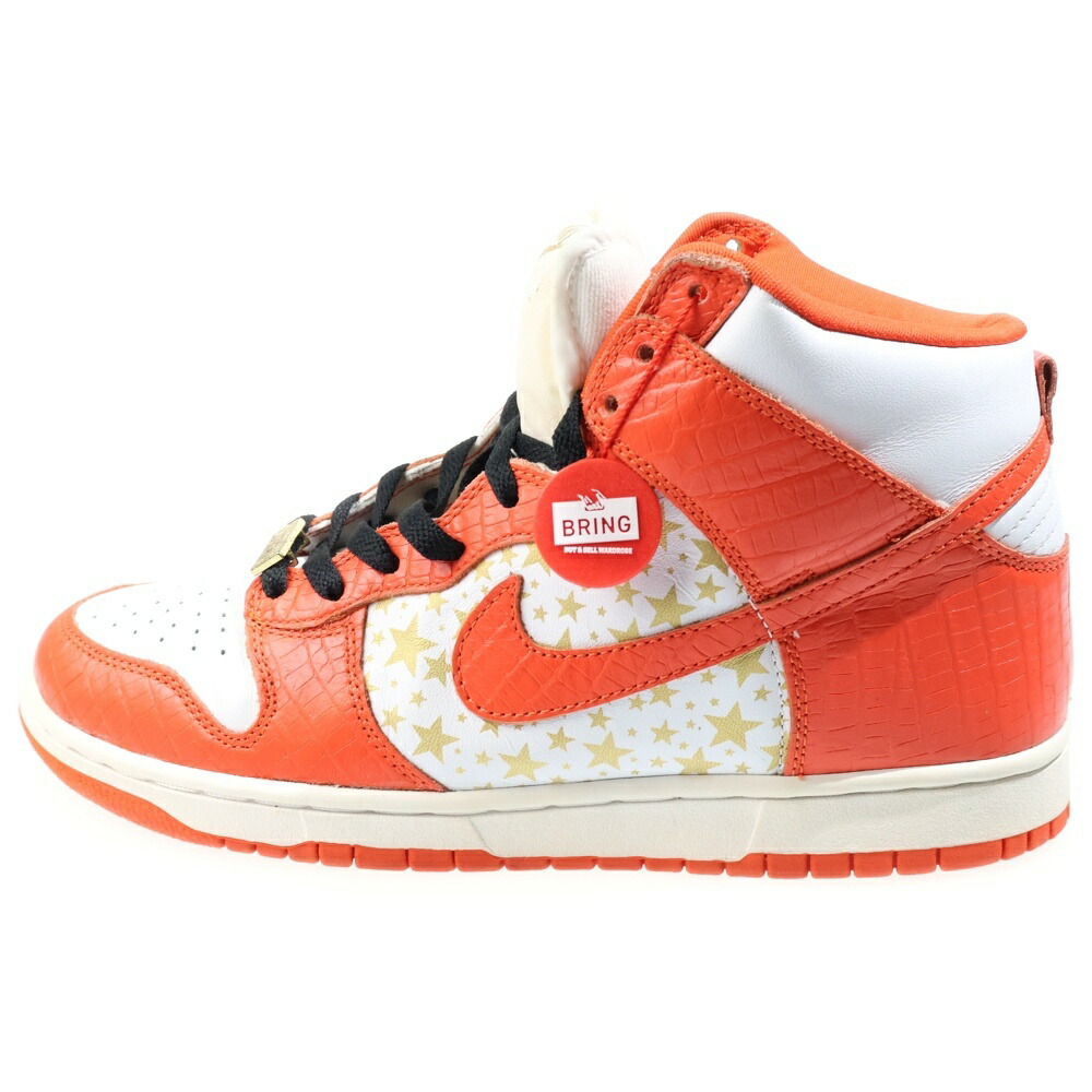 NIKE SB(ナイキエスビー) 大きさ:28.5糎 【褒めたたえる用2003年製】×SUPREME DUNK HIGH PRO SB 307385-181 シュプリーム ダンク 労働者階級 ハイカットスニーカー US10.5/28.5糎 オレンジ色/白いこと【中古】【座標軸A】【色つやオレンジ色】【取りまわしバス発着場BRING KICKS】