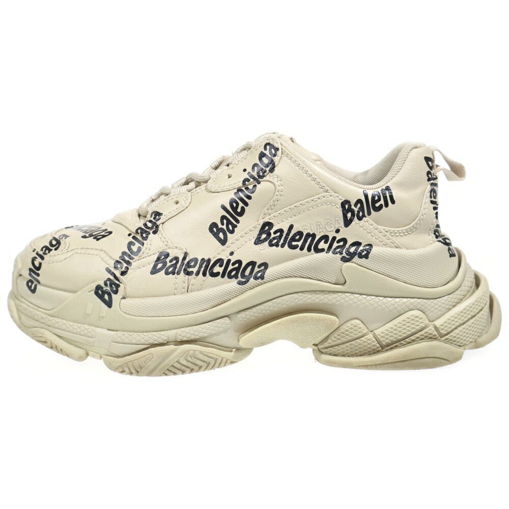 BALENCIAGA(バレンシアガ) 大きさ:26.0糎 Triple S Logotype トリプル S ロゴタイプ手合い ローカットスニーカー ベージュ US9/26糎 524039 W2FAB【中古】【座標軸B】【色合いベージュ】【取りまわしバス発着場BRING廟堂店】