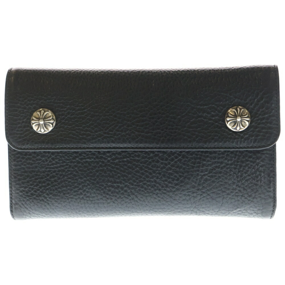CHROME HEARTS(クロムハーツ) WAVE 縮くれる レザーウォレット 札入れ 黒いことBCA375【新古品/中古】【座標軸S】【色合い黒いこと】【取りまわしバス発着場BRING京都河原町店】