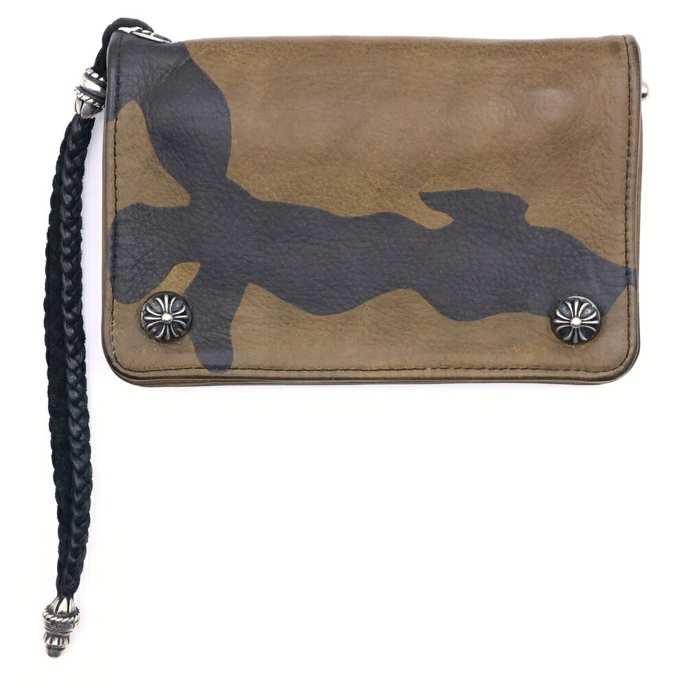 CHROME HEARTS(クロムハーツ) 2ZIP STRAP 2ジップストラップ 同盟罷工一回り付クロスボールボタンレザーウォレット金入れ【中古】【度合いB】【色つやマルチ色つや】【取りまわしバス発着場OneStyle新宿店】