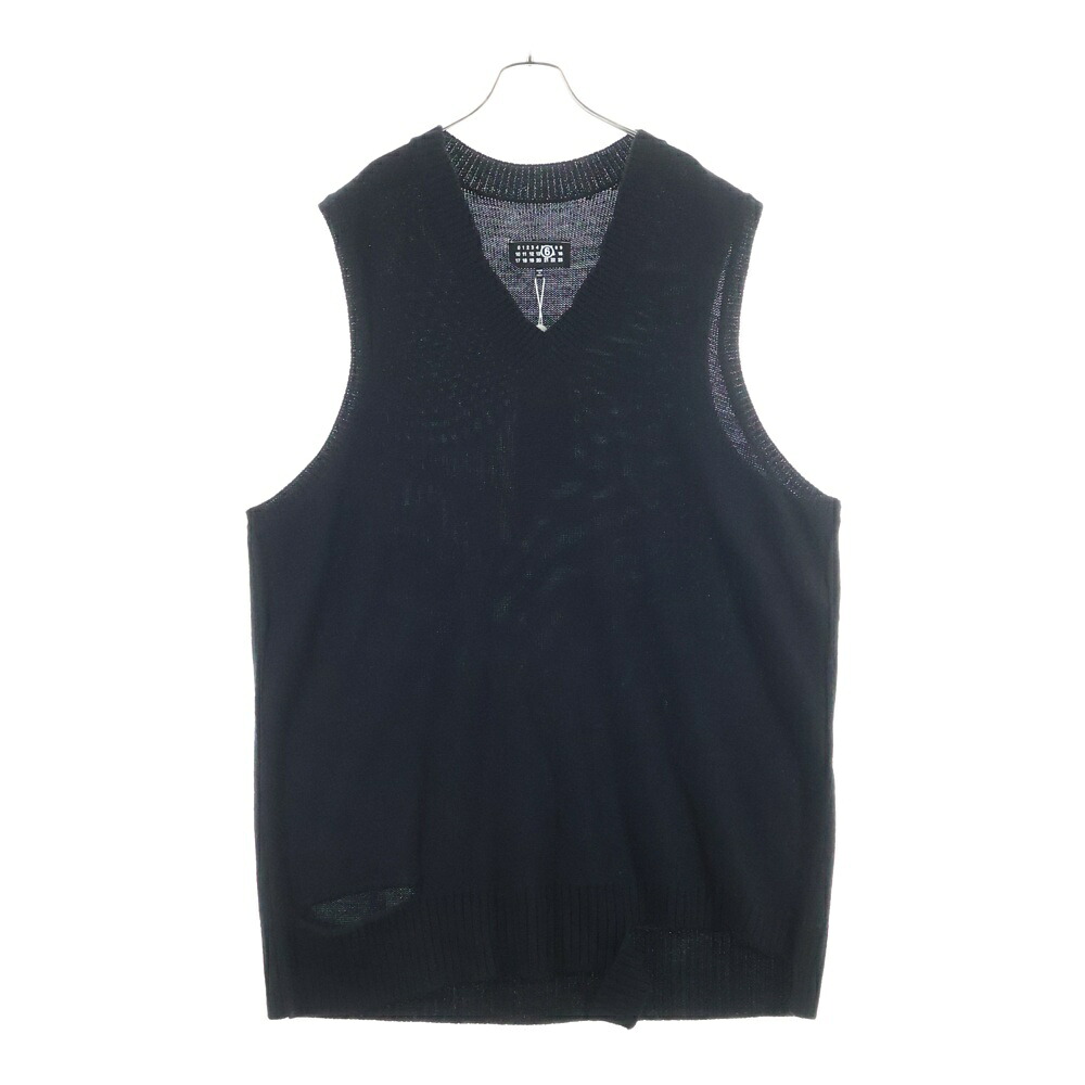 MM6 Maison Margiela(エムエムシックスメゾンマルジェラ) サイズ:S 25AW オーバーサイズ デストロイニットベスト ブラック S52DA0034【中古】【程度A】【カラーブラック】【取扱店舗BRING渋谷ANNEX店】|ブランド買取・販売 BRING