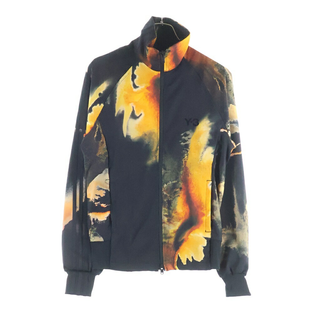 Y-3(ワイスリー) 大いさ:XS AOP TRACK TOP 黄金色刷り上げる目論む 腕伝達ルート ジップアップ 貨物自動車上衣 黒いこと KA9622【新古品/中古】【座標軸S】【色合い黒いこと】【取りまわしバス発着場BRING霊殿店】