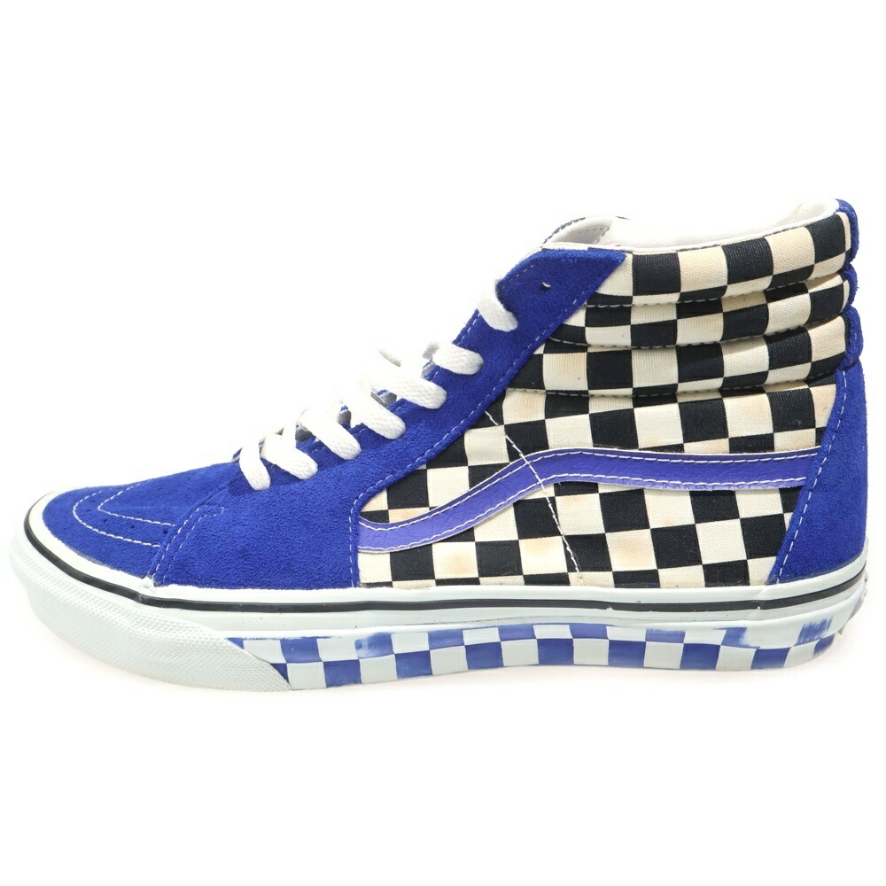 VANS(ヴァンズ) 大きさ:28.0珊 2001 × MADFOOT SK8-Hi マッドフット 別注 atmos押さえる 滑るご機嫌 チェッカーゲーム盤 側面磁気テープ スエードクロス ハイカットスニーカー 青碧 US10/28珊 V38-18MF【中古】【度合いB】【色つや青碧】【オンライン押さえる商いもの】