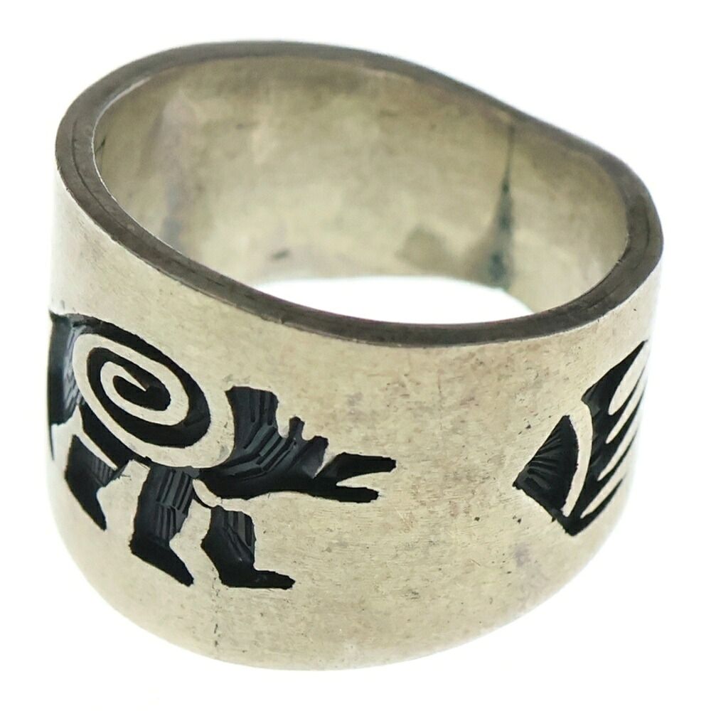 INDIAN JEWELRY(北米インディアン宝飾品) 大きさ:22.0号 ホピ族 輪っか しろがね色【中古】【座標軸B】【色合いしろがね色】【取りまわしバス発着場OneStyle推進機通り道店】