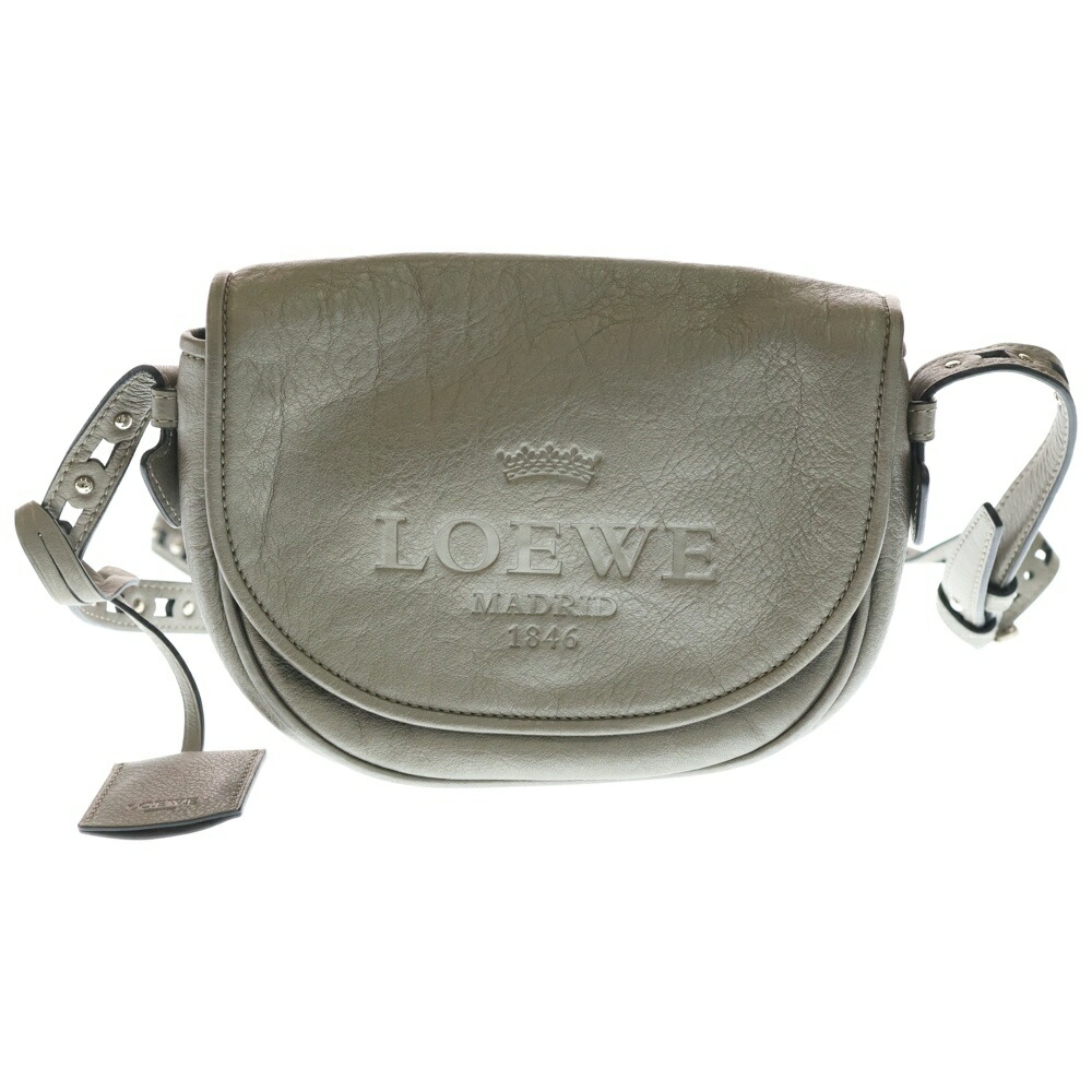 LOEWE(ロエベ) ヘリテージ ショルダーバッグ メタリックシルバー なめし革【中古】【座標軸B】【色つやしろがね色】【取りまわしバス発着場BRING WASTE_NOT】