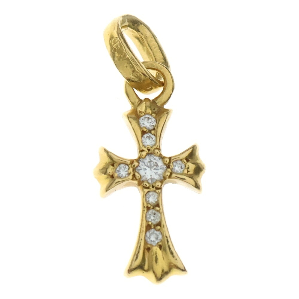 CHROME HEARTS(クロムハーツ) 22K CRS BBYFAT P/DIA ベイビーファットクロス PAVE金剛石 シャンデリヤとっ始め ゴールド BCA035【中古】【度合いB】【色つやゴールド】【取りまわしバス発着場BRING心斎橋店】