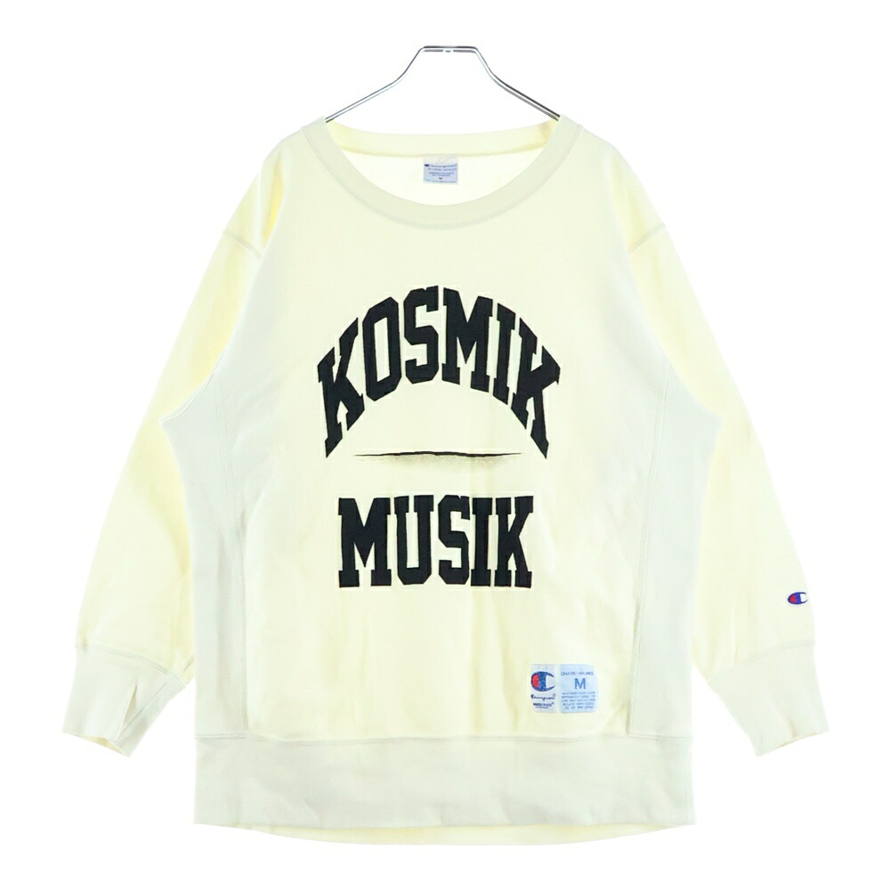 CHAMPION(はやりっ児) 大いさ:M ×UNDERCOVER KOSMIK MUSIK SWEAT ×アンダー押しかぶせる プリントクルーネック長袖スウェットトレーナー 象牙色 C8-B009【中古】【度合いB】【色合いベージュ】【取りまわしバス発着場BRING福岡天神店】 メンズファッション-トップス