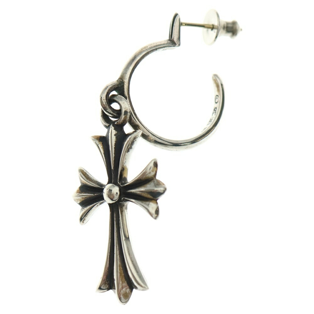 CHROME HEARTS(クロムハーツ) TINY CH CROSS タイニーCHはりつけ台 フープピアス しろがね色 BCA115【中古】【度合いB】【色つやしろがね色】【取りまわしバス発着場渋谷】